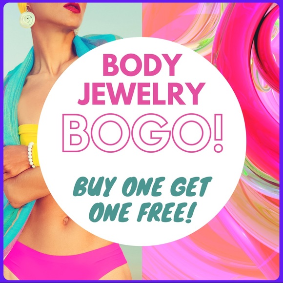 3 Gold Tone Emerald Cut Gemstone Bellybutton Rings - Picture 2 of 3